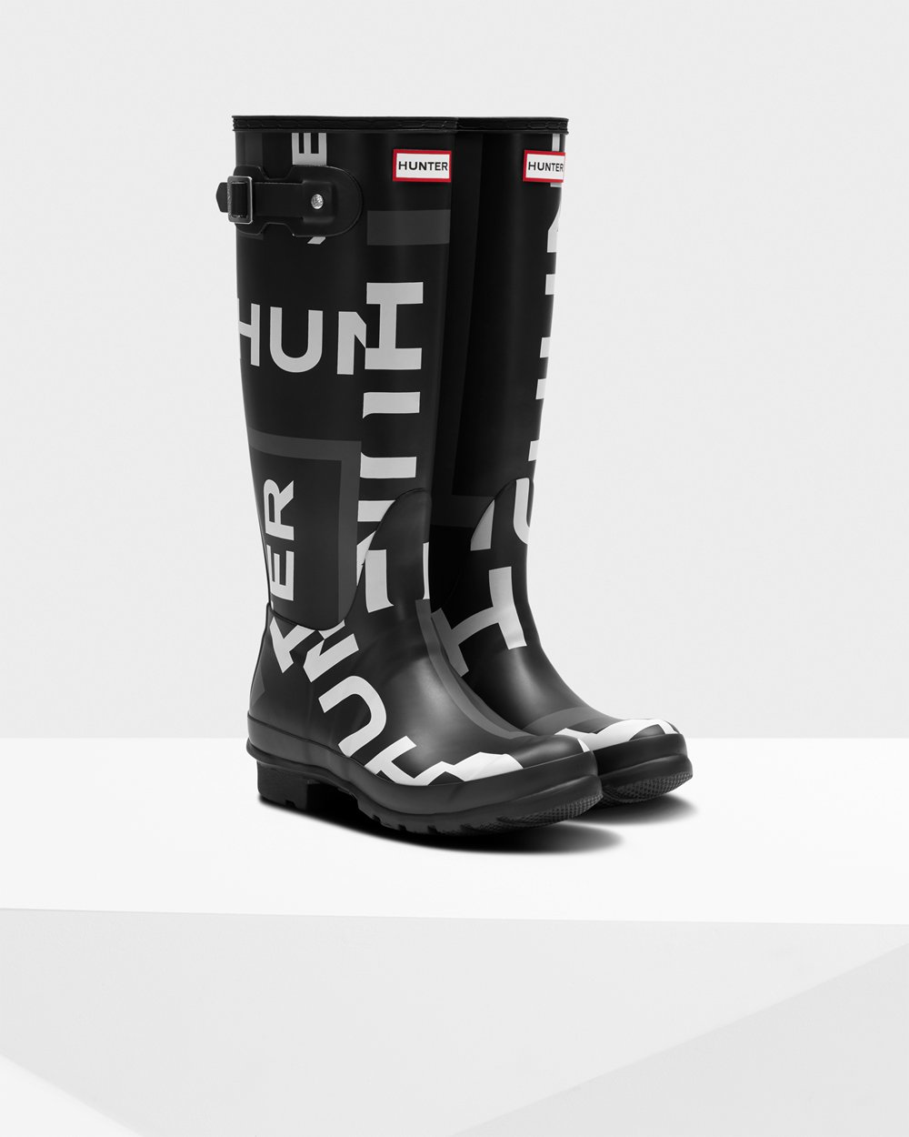 Women Hunter Original Exploded Logo | Tall Rain Boots Black | NZ-81064-FATZ